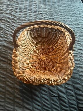 Vintage Rattan Harvest Basket in Brown - Home Accents, Farmhouse